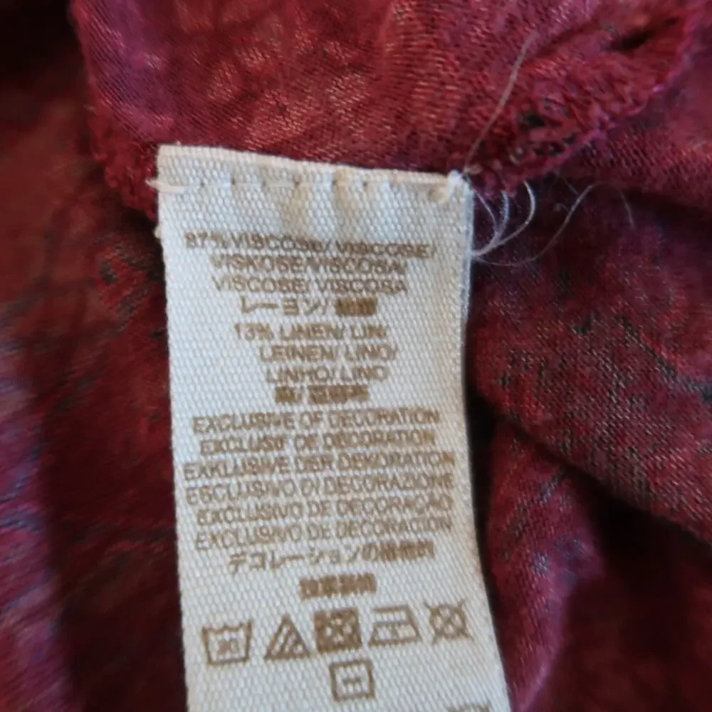 Free People Burgundy Red Printed Flyaway Top M